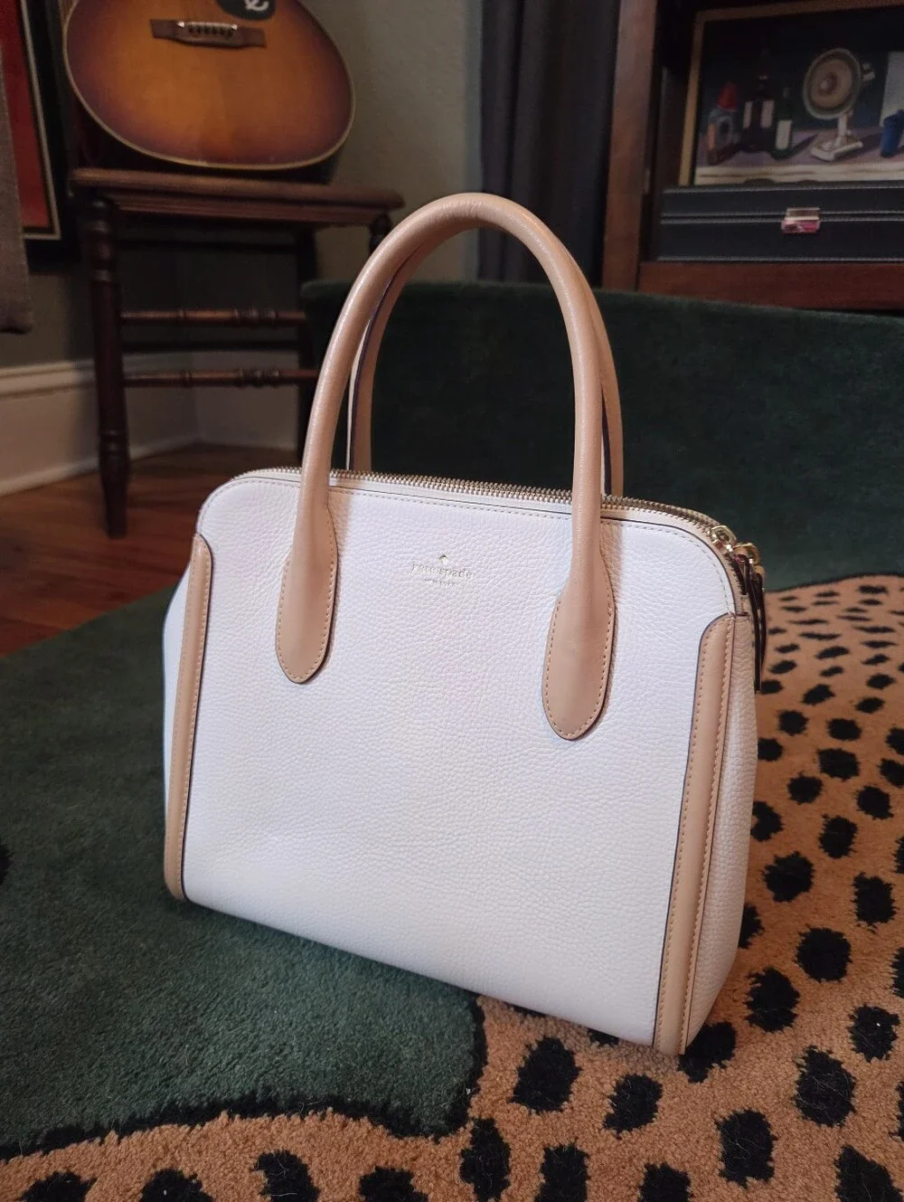 Kate Spade NEW YORK Cream Top Handle Bag with Gold Hardware